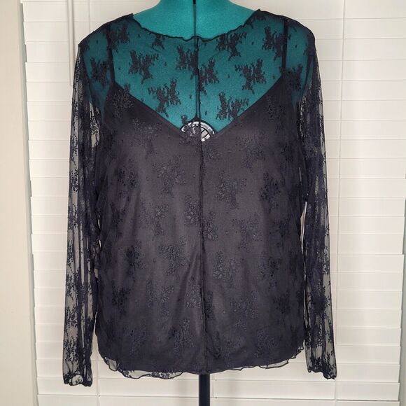 Whimsigoth Sheer Floral Lace Dark Romance Garden Goth Vampy Vampire Top 2X NWT‎ - Picture 1 of 8
